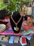 100% COPPER NECKLACE WITH JADE HEART PENDANT HANDMADE BY CIEF KANDAKE