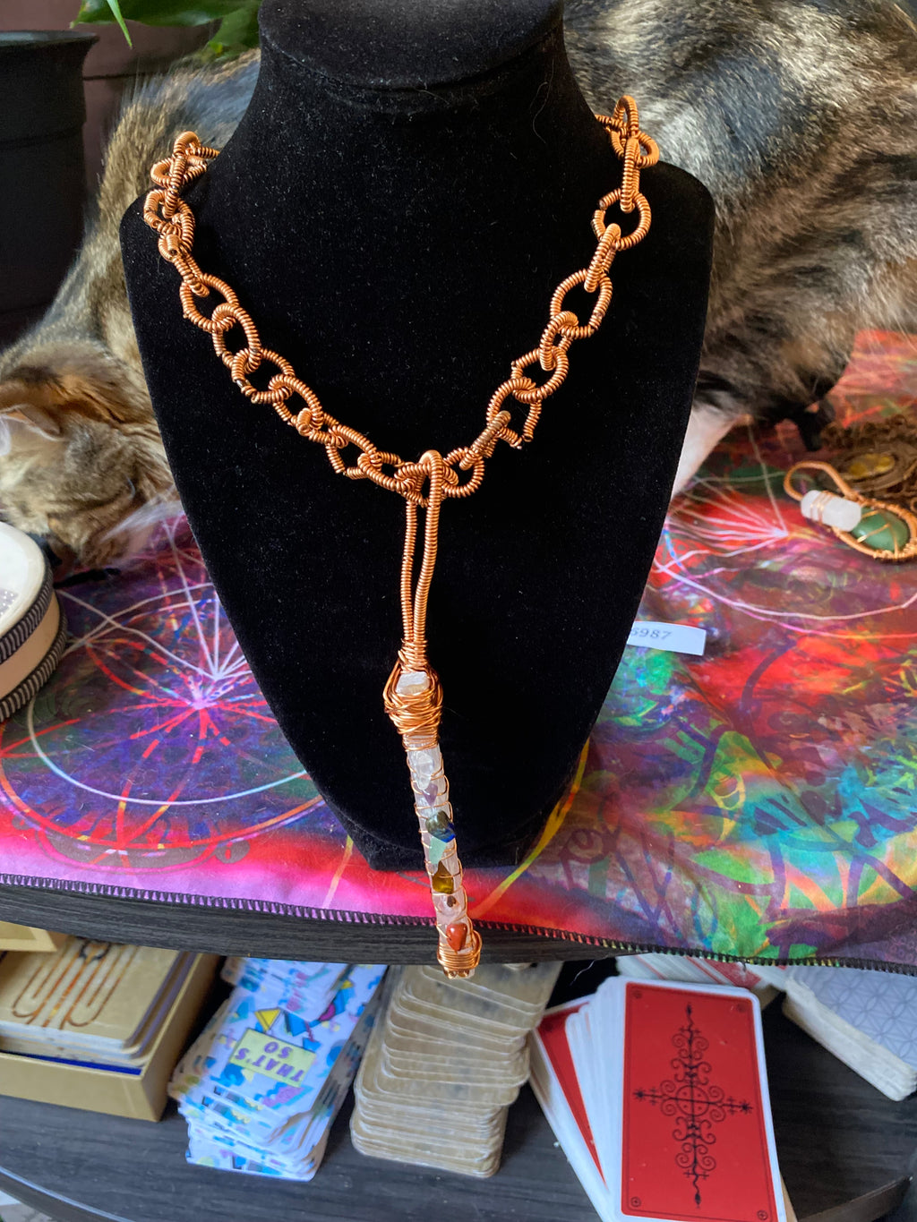 100% COPPER NECKLACE WITH CHAKRA PENDENT HANDMADE BY CHIEF KANDAKE