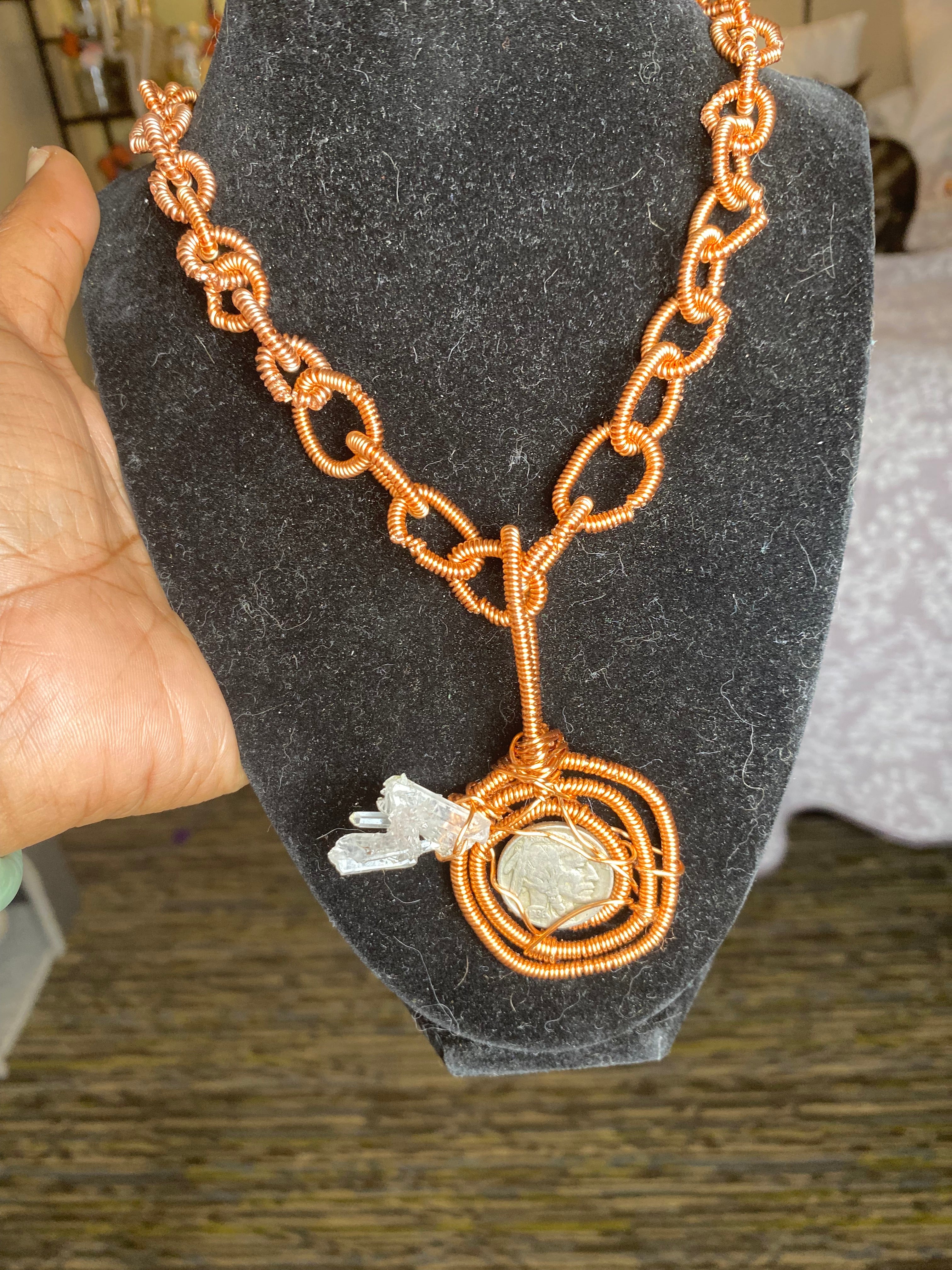 1936 BUFFALO NICKEL COPPER HANDMADE NECKLACE BY CHIEF KANDAKE